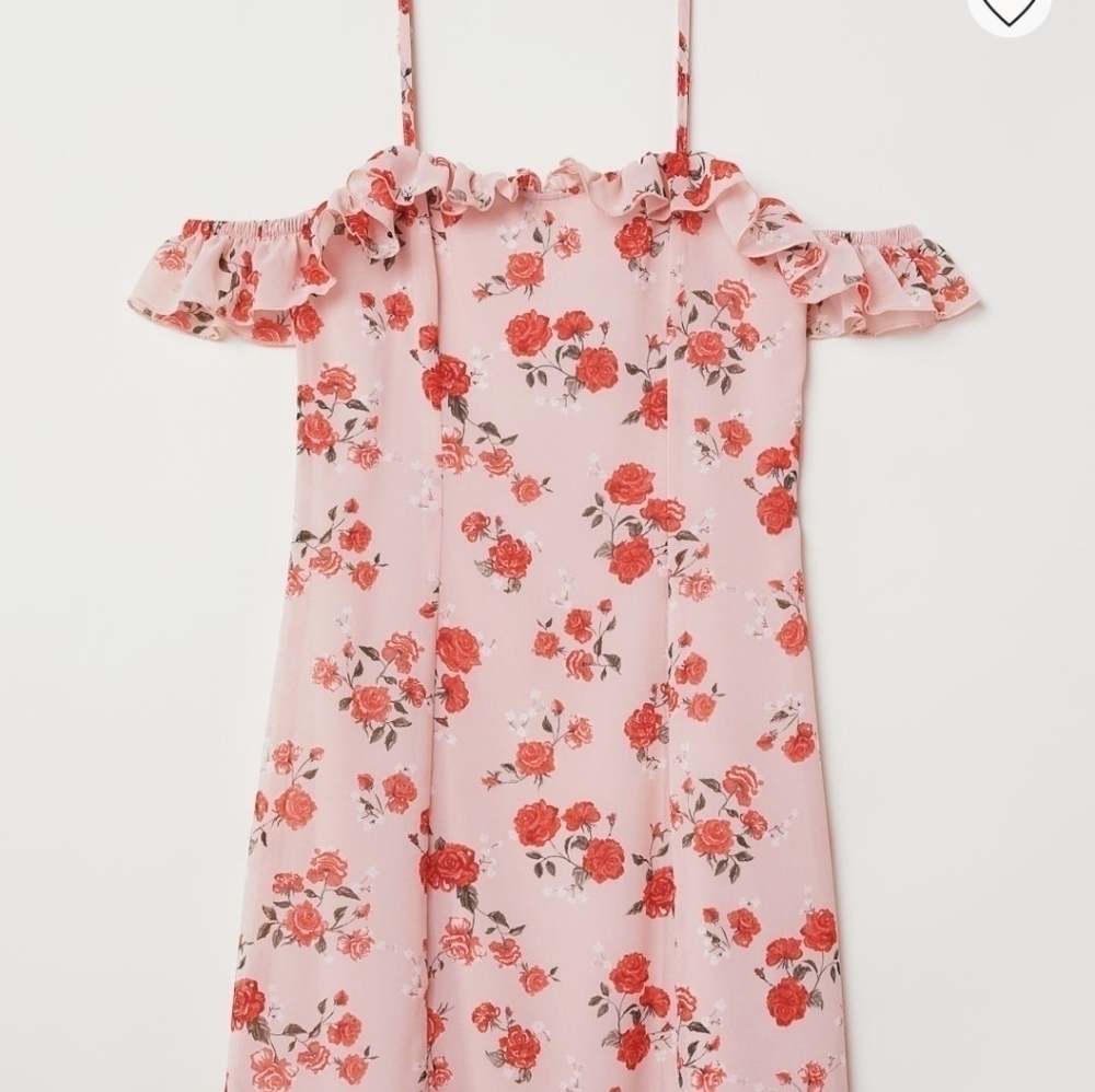 H&M pink floral open-shoulder mini dress size 6